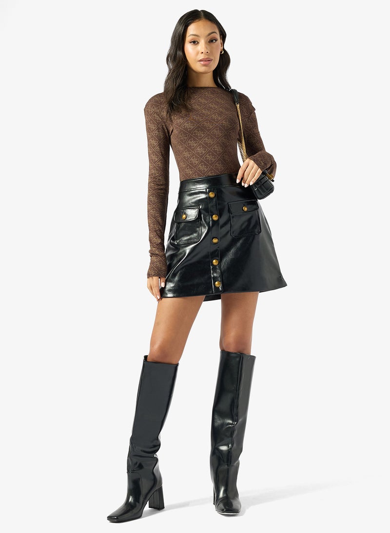 GUESS Blandine Buttoned Detail A-Line Mini Skirt - Image 2